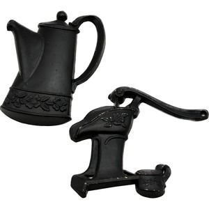 Vtg Sexton Metal Wall Plaques Coffee‎ Pot Water Pump MCM Kitschy Farmhouse Decor